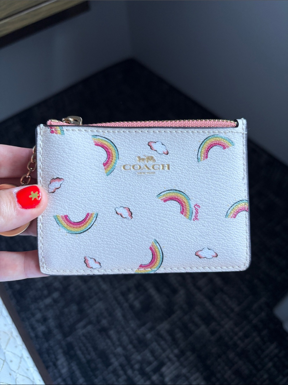 Coach Mini Skinny Wallet Rainbows Print